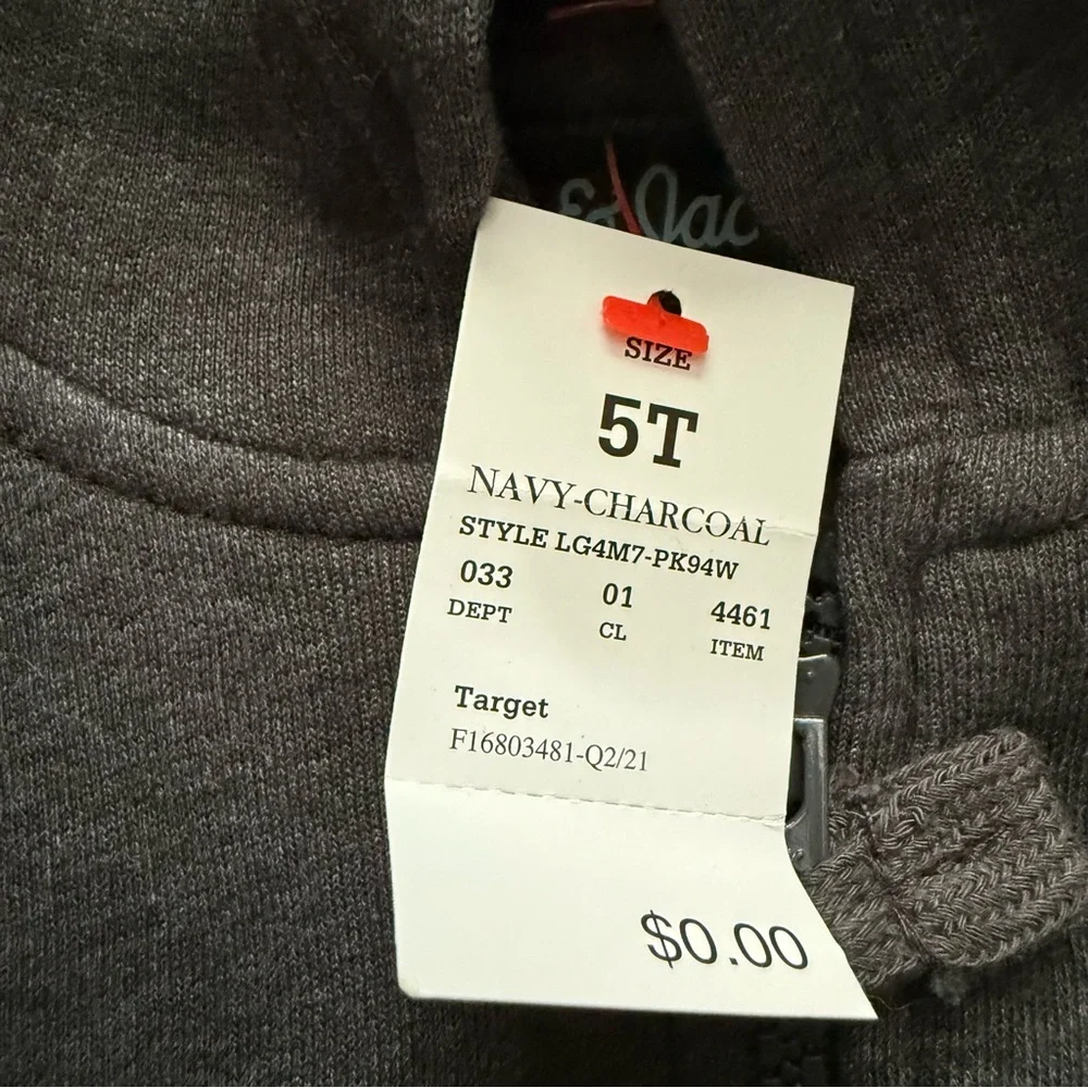 CAT & JACK Dark Gray Zip Up Hoodie NWT - Size 5T - Picture 4 of 4